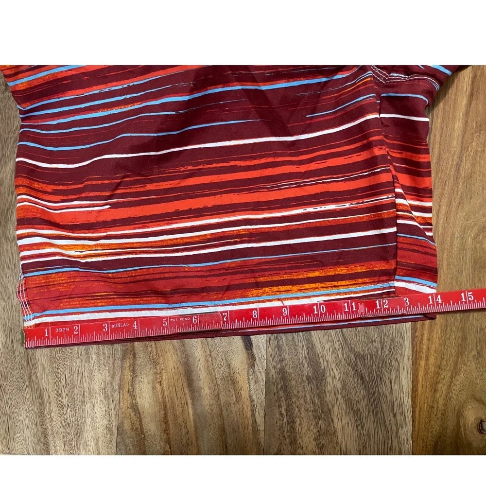 Caribbean Joe Swim Trunks Coral Striped XL MCR9765 Mesh Lined Elastic Waist‎